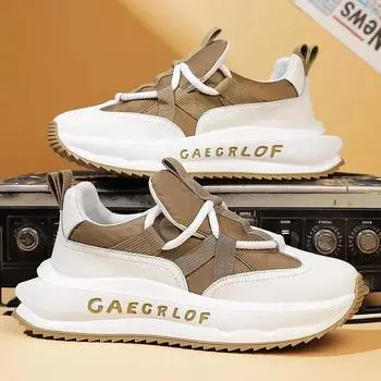Fashion Men s Thick Sole Elevated Shoes 2024 New Versatile Male Breathable Non Slip Sports Shoes Comfortable Outdoor Travel Casual Shoes 39 хаки