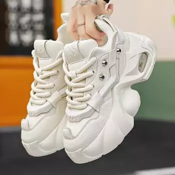 Модные мужские белые повседневные кроссовки, удобная обувь на платформе, мужские дизайнерские кроссовки, увеличивающие рост, мужские туфли на шнуровке 39