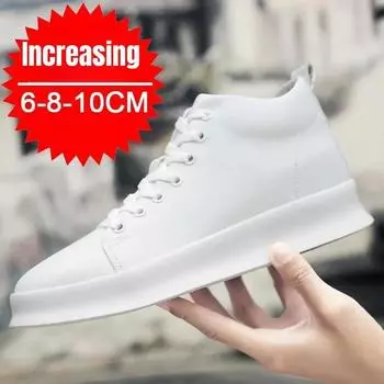 Fashion Men s White Shoes with Inner Height Increase 8cm Zapatos Para Hombres Casual Invisible Lift Sport Sneakers Tenis Masculino 37
