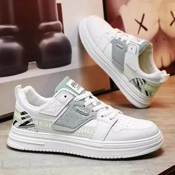 fashion Men s White Sneakers Fashion Lace-up Lightweight Vulcanized Shoes Men Casual Platform Shoes Korean Style Mens Shoes Zapatillas 39 белый