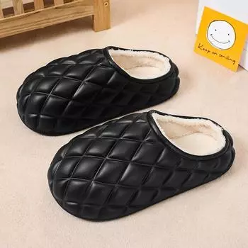 Fashion Men s Winter Shoes Round Toe Slip-on Casual Cotton Slippers Waterproof Comfortable All-match Plus Velvet Model Outdoor Keep Warm 36-37 белый
