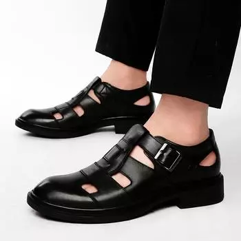 Fashion Men Sandals Casual Shoes New Trend Stylish Gladiator Sandals Open Toe Platform Outdoor Beach Sandals Chunky Shoes Black Big Size 36 коричневый