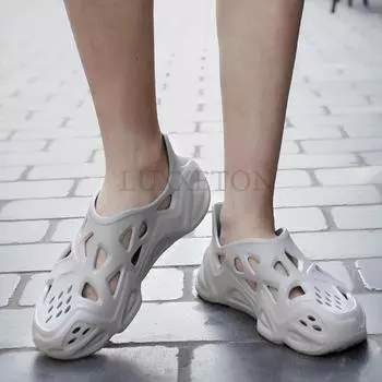 fashion Men Sandals Fashion Female Slippers Casual Comfortable Outdoor Beach Sandals Sunmmer Plus Size Garden Shoes Men Beach Clogs 43 серый