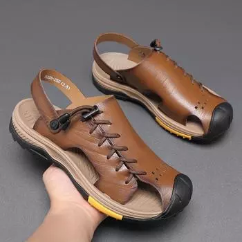 Fashion Men Sandals Summer Breathable Casual Sandals Men Outdoor Hikking Sandal Lightweight Men Slides Beach Sandals Size 38-46 38 коричневый