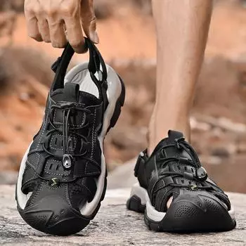 Fashion Men Sandals Summer Shoes New Plus Size Mens Sandals Fashion Casual Outdoor Beach Slippers BreathableAnti-collision shoes 38 коричневый