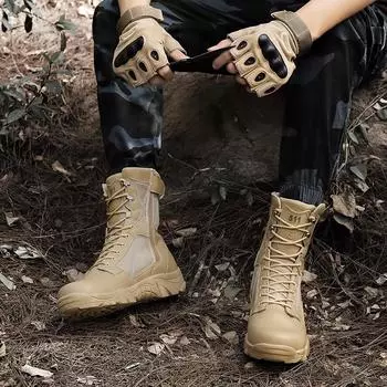 Fashion Men Shoe High Quality Men s High Top Shoes Lace-Up Men s Motorcycle Boots Luxury Brand Outdoor Sneakers Round Toe Boots Men 39 чёрный