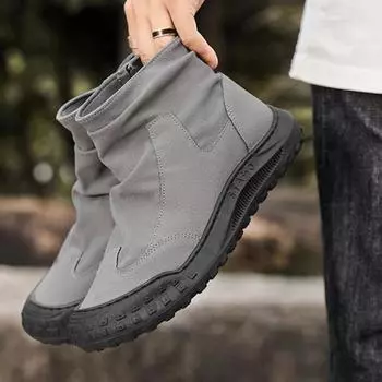 Fashion Men Shoes 2024 Autumn New Breathable Workwear Safety Shoes Casual Leather Boots Versatile Antiskid Ankle Boots Botas Para Hombre 39 хаки