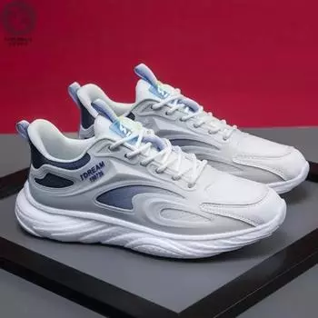 Fashion Men Shoes Lightweight Breathable Running Shoes New Autumn Mesh Lace Up Round Wear-resisting Comfort Sneakers Running Shoes 36 белый