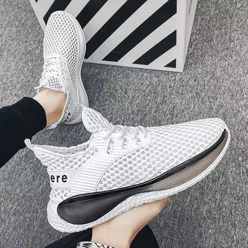 Fashion Men Shoes Summer Soft Loafers Lazy Shoes Lightweight Cheap Mesh Casual Shoes Men Sneakers Tenis Masculino Zapatillas Hombre 39 белый