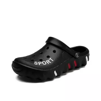 Fashion Men Slipper New Design Summer Shoes Beach Indoor House Sneaker Korea Style Casual Sport Slipper Sandals Men Clogs Shoes 39 чёрный