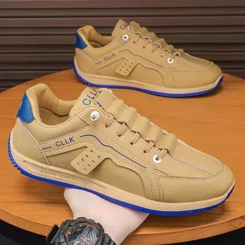 Fashion Men Sneakers Casual Fashion Easy Matching Mixed Colors Leather Breathable Height Increased Flat Platform Running Shoes 39