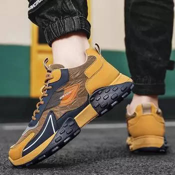 Fashion Men Sneakers Mesh Breathable Casual Shoes for Men Fashion Outdoor Sport Shoes High Quality Non-slip Men Tennis Shoes 2024 39 бежевый