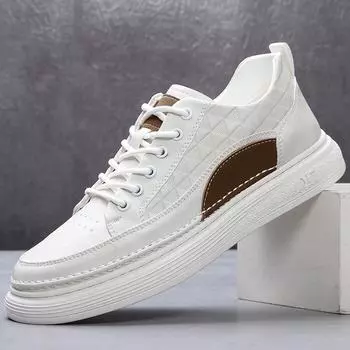 Fashion Men Sneakers Real Leather Sneakers Casual Shoes White Men s Flat Shoes Skateboarding Shoes 39