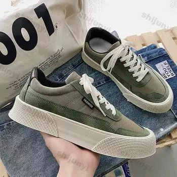 Fashion Men Thick Sole Board Shoes Fashion Casual Lightweight Versatile Casual Shoes Men New 2025 Autumn Leisure Anti-slip Sports Shoes 39 белый