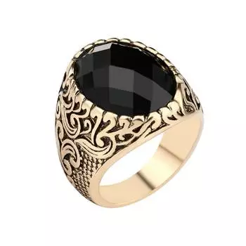 Fashion Men Totem Carved Oval Alloy Finger Ring Party Club Jewelry Birthday Gift ARI 7 золотой