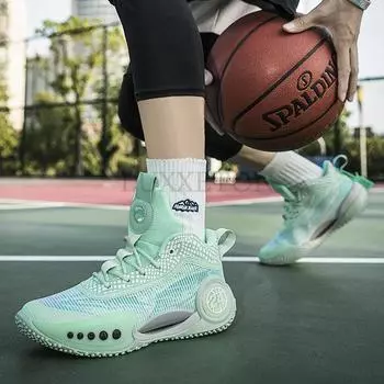 Fashion Men Trend Basketbasll Sneakers Profession Male Basketball Shoes Non-slip Athletic Training Sport Boots Boys Kids Size 36~45 36 светло-зеленый