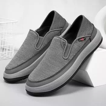 Fashion Men Vulcanized Shoes 2024 Autumn Summer New Men Shoes Breathable Walking Mesh Shoes for Men Comfortable Men s Loafer Sneakers 39 серый
