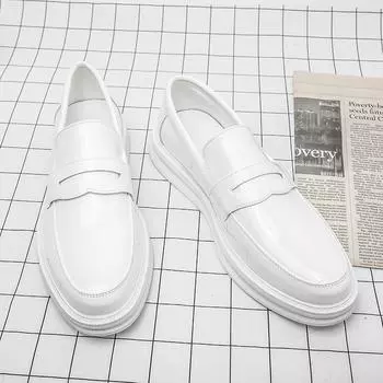 Fashion Men White Casual Leather Shoes Brand Moccasin Oxfords Driving Shoes Men Loafers Moccasins Dress Shoes Men Italian Tassel Shoes 38 белый