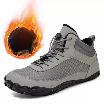 Fashion Men Winter Shoes Barefoot Ankle Boots Couple Ankle Snow Shoes Outdoor Hiking Shoes Fur Warm Plush Boots Botas Mujer Invierno 36 чёрный