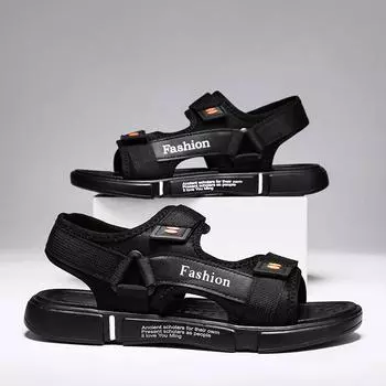 Модные мужские пляжные сандалии, летние нескользящие походные туфли на открытом воздухе, повседневные легкие мужские тапочки с открытым носком 39 чёрный