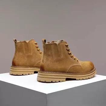 Fashion Mens Boots British Style Thick Soled Boots 2024 Winter Retro Medium Duty Boots Men s High Top Outdoor Shoes platform boots 38 хаки