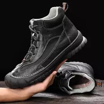 Fashion Mens Breathable Vintage Sneakers Male Hot Sale Basic Boots Men All-match Stylish Male Ankle Boots Leather Fashion Hiking Shoes 38