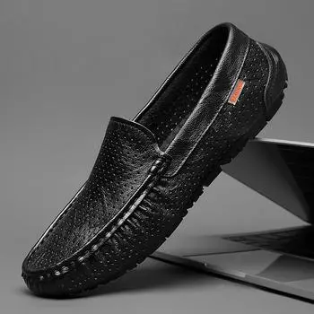 Fashion Mens Casual Shoes Hollow Out Summer Sandals Breathable Loafers Shoes Lightweight Hiking Shoes Loafers Shoes for Men lazy shoes 38 чёрный