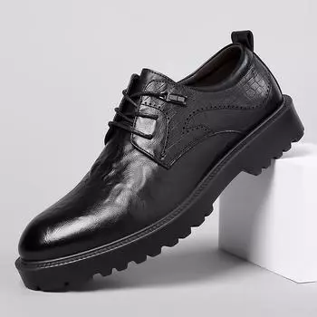 Fashion mens dress business shoes black wedding party formal dress soft leather shoes tide platform men wedding party shoes male 6.5 чёрный