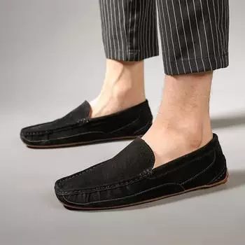 Fashion Mens High-end Luxury Shoes Mens Suede Loafers Slip-on Mens Shoes Fashion All-match Casual Shoes Non-slip Driving Shoes Black 38 коричневый