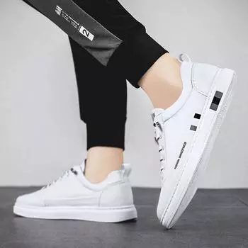 Fashion Mens PU Leather Waterproof Sneakers Casual Sports Shoes Man Lightweight Breathable Flat Non-slip Tenis Shoes Zapatillas Hombre 39 чёрный