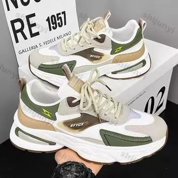 Fashion Mens Walking Shoes Lightweight Lace Up Breathe Casual Mesh Running ShoesFashion Tennis Sneakers Comfort Gym Workout Trainers 39 зелёный