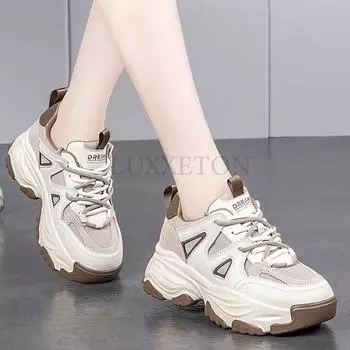 fashion Meotina Women Genuine Leather Sneakers Round Toe Platform Plats Mixed Colors Ladies Simplicity Casual Shoes Spring Autumn 34