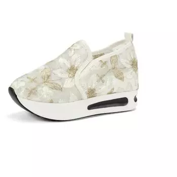 fashion Mesh Embroidered Flats Shoes Womens Slip-on Ladies Shoes High Quality Summer Round Toe Women s Shoes 36 чёрный