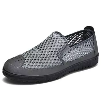 Fashion Mesh Men s Casual Shoes Breathable Mesh Loafers Soft Bottom Middle and Old Mesh Men Sneakers Shoesbnm6 39 чёрный