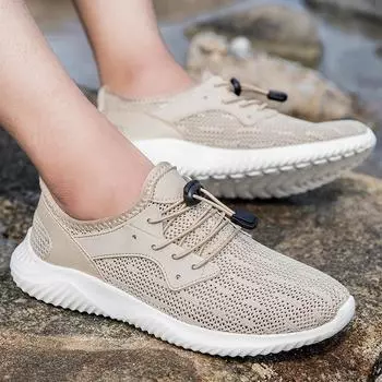 Fashion Mesh Surface Beach Shoes Men Casual Sneakers Outdoor Anti-slip Breathable Sneakers Men Casual Shoes The New Zapatillas Comodas 38 хаки