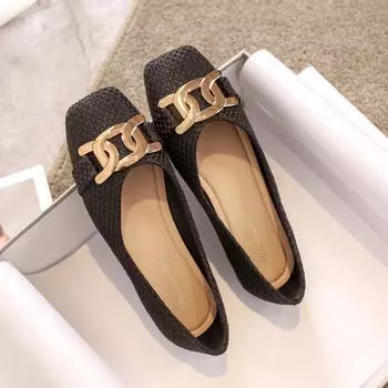 Fashion Metal Chain weave flats sneakers women shoes slip on shallow loafers cozy square toe moccasins femme espadrilles plus size 42/44 4.5 серый