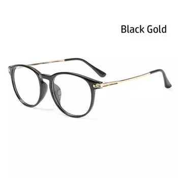 Fashion Metal Round Frame Eyeglasses Flat Mirror Glasses Optical Spectacle Eyewear Black gold