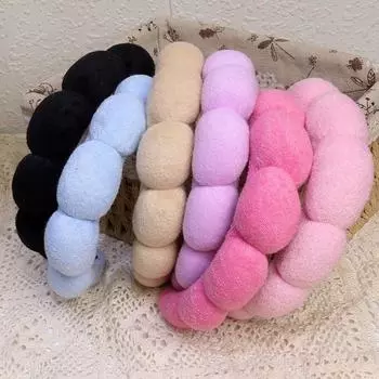 Fashion Microfiber Washing Wristbands Scrunchies Puffy Headband Spa Bubble Headband for Washing Face Makeup Shower Skincare фиолетовый