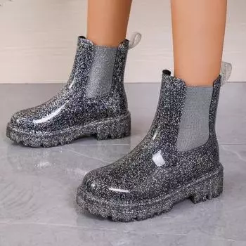 Fashion Mid Calf Boots Women shoes Fashion Ladies Chelsea Botas Mujer Boots Sports Platform Heel Ladies Shoes Rain boots botas de lluvia 41