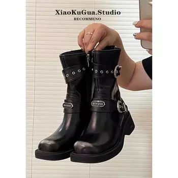 Модные женские ботинки челси до середины голени, массивные ботинки на среднем каблуке, новинка 2024 года, модный тренд, горячая распродажа, дизайнерские прогулочные гладиаторы, женские туфли 38 чёрный