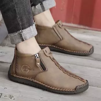 Fashion Middle Aged and Elderly Men Winter Outdoor Mountaineering Snow Boots with Anti Slip, Comfortable, Waterproof and Warm Insulation 38 золотой