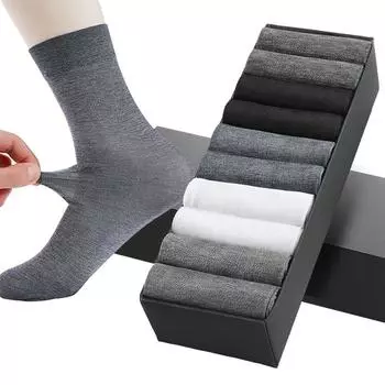 Fashion Middle Tube Deodrant Business 10Pairs/Box Stocking Mercerized Stocks Breathable Men Stocks белый