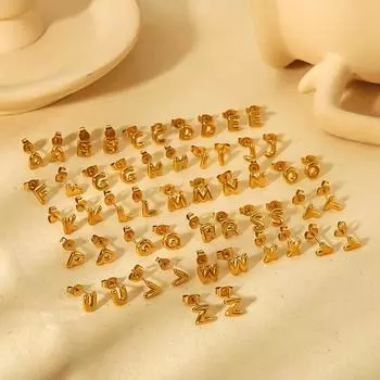 Fashion mini bubble letter stud earrings women s versatile high-end stainless steel earrings 18 gold do not fade