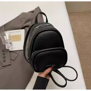 Fashion mini small bag women s new spring backpack simple texture travel small backpack чёрный