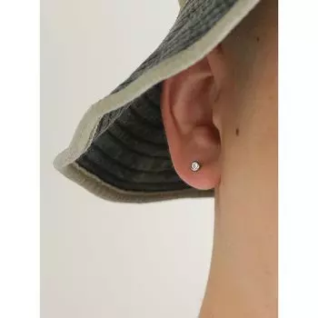 Fashion Minimalist Sterling Silver round Beads Thread Stud Earrings Female Zircon Single