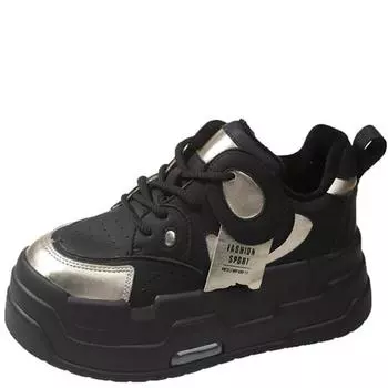 fashion Mixed Color White Shoes for Women 2024 Autumn and Winter New Thick Sole Platform Shoes Plus Velvet Warm Casual Women s Shoes 34 чёрный