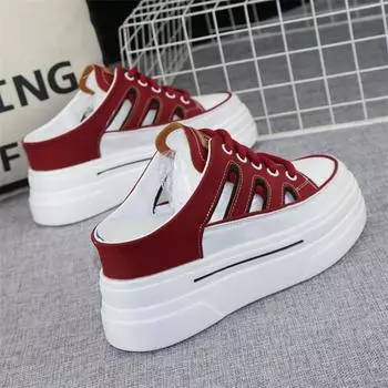 Модные женские туфли на толстой подошве Muffin 2024 года, лето, новый стиль, повседневная обувь без каблука, с внутренним увеличением, женская вулканизированная обувь 8 см 34 белый