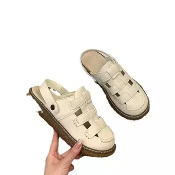 Fashion Mules Shoes Slippers Women Flats Beach Sandals Designer New Casual Flip Flops 2024 Brand Walking Mujer Zapatillas Slides 35 бежевый