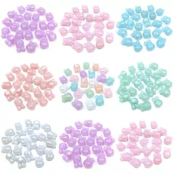 Модные разноцветные Arcylic креативные банты кролики ручной работы флуоресцентные 10 шт плоские бусины в форме сердца любовь материал круглые подвески-шармы Round Pendant синий