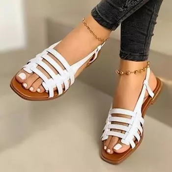 Fashion Narrow Casual Sandals Women New Square Toe Flat Sandals ladies Shoes High Quality Slip-on Women s fish mouth footwear 35